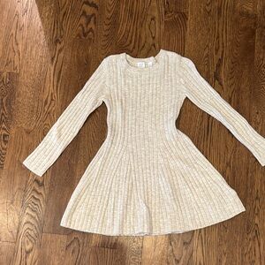 GAP Beige Ribbed Knit Skater Dress size small